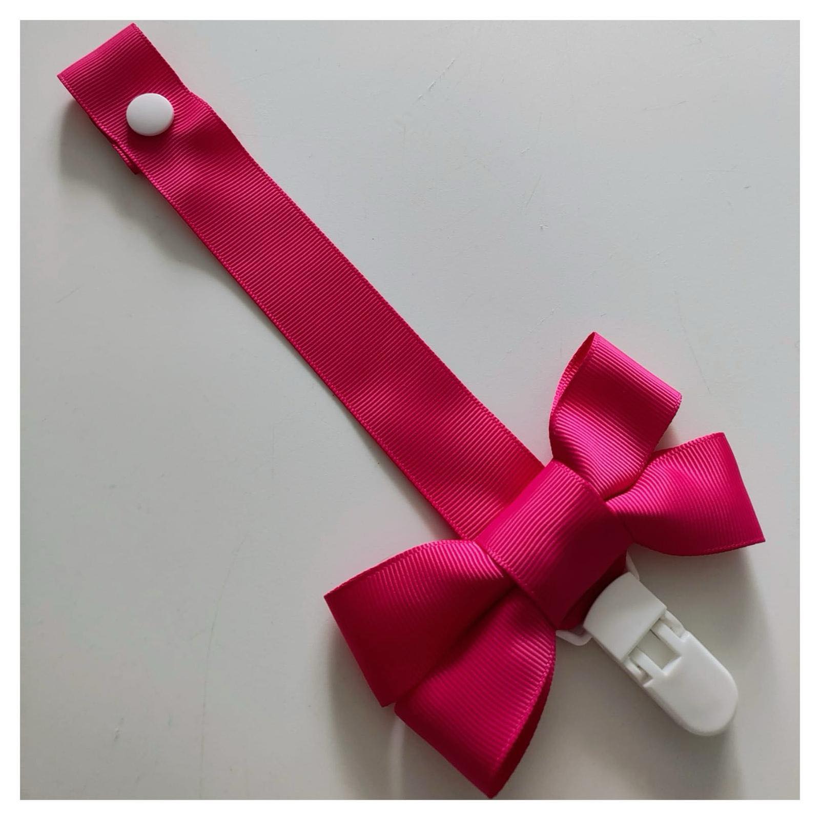 Bright Pink Dummy Clip With Bow