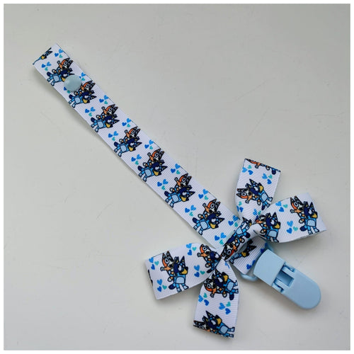 Blue Bluey Dummy Clip With Bow